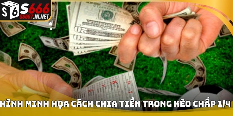 Hình minh họa cách chia tiền trong kèo chấp 1/4